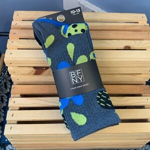 BFNY 3 Pack Crew Mushroom Socks NWT 10-13